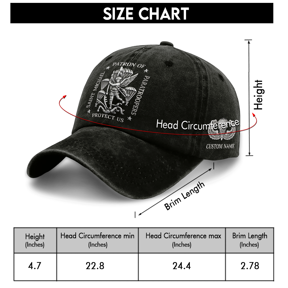 Personalizable Saint Michael Patron Of Paratroopers Washed Cap