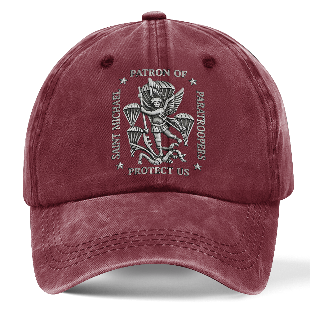 Personalizable Saint Michael Patron Of Paratroopers Washed Cap
