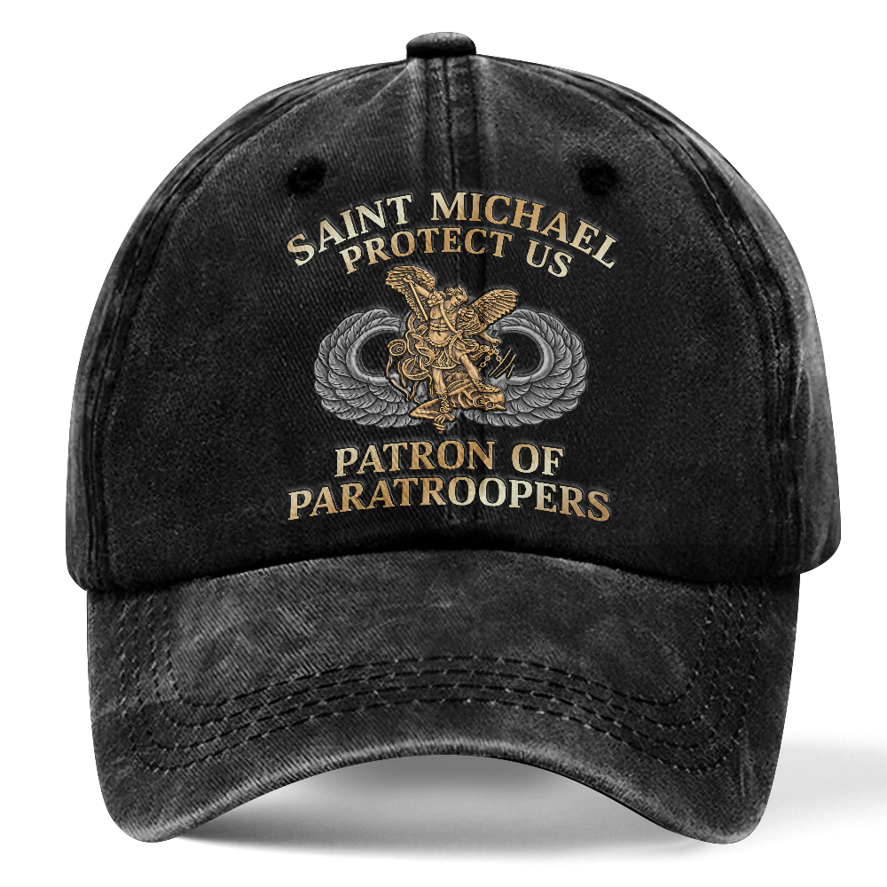 Personalizable Saint Michael Patron Of Paratroopers Washed Cap
