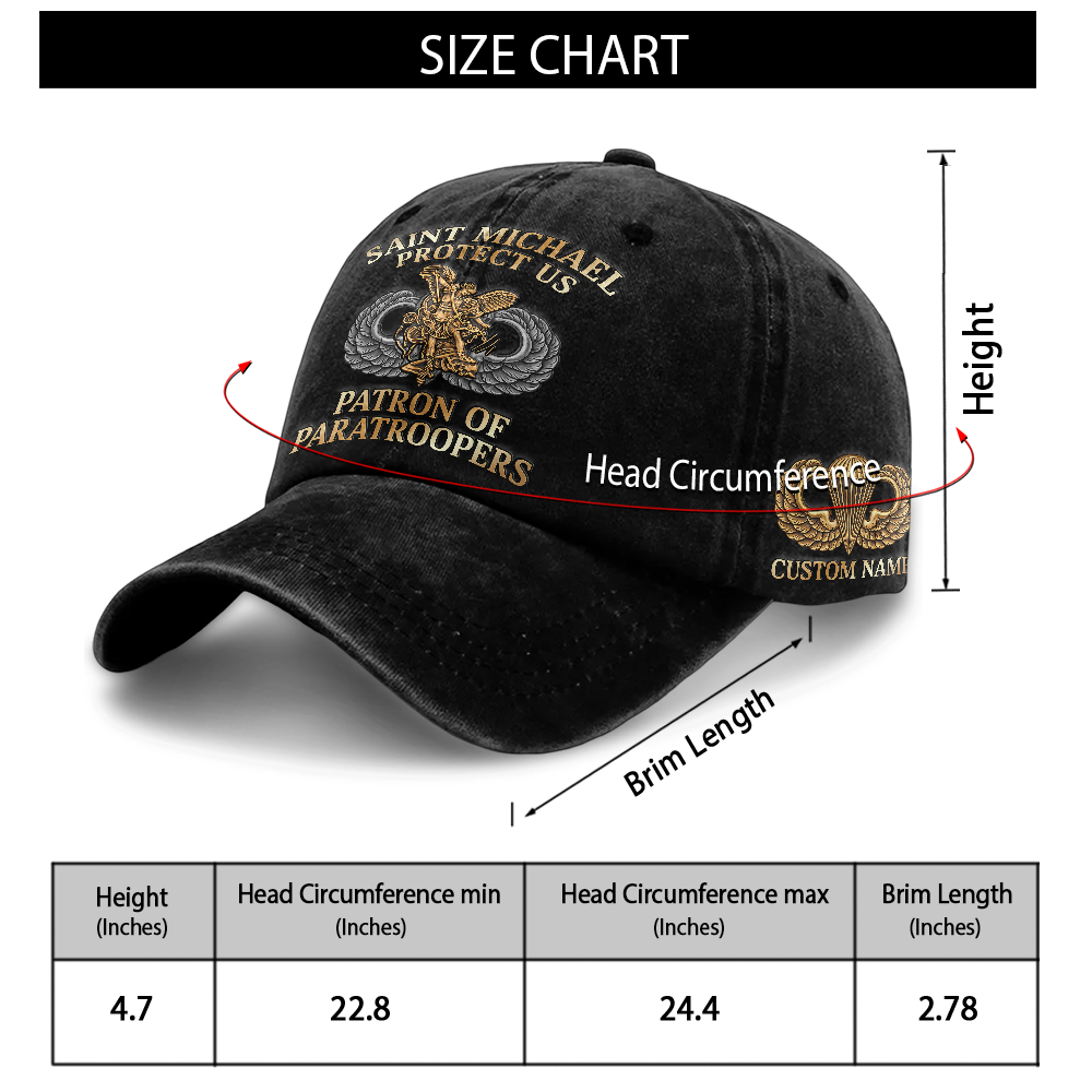 Personalizable Saint Michael Patron Of Paratroopers Washed Cap