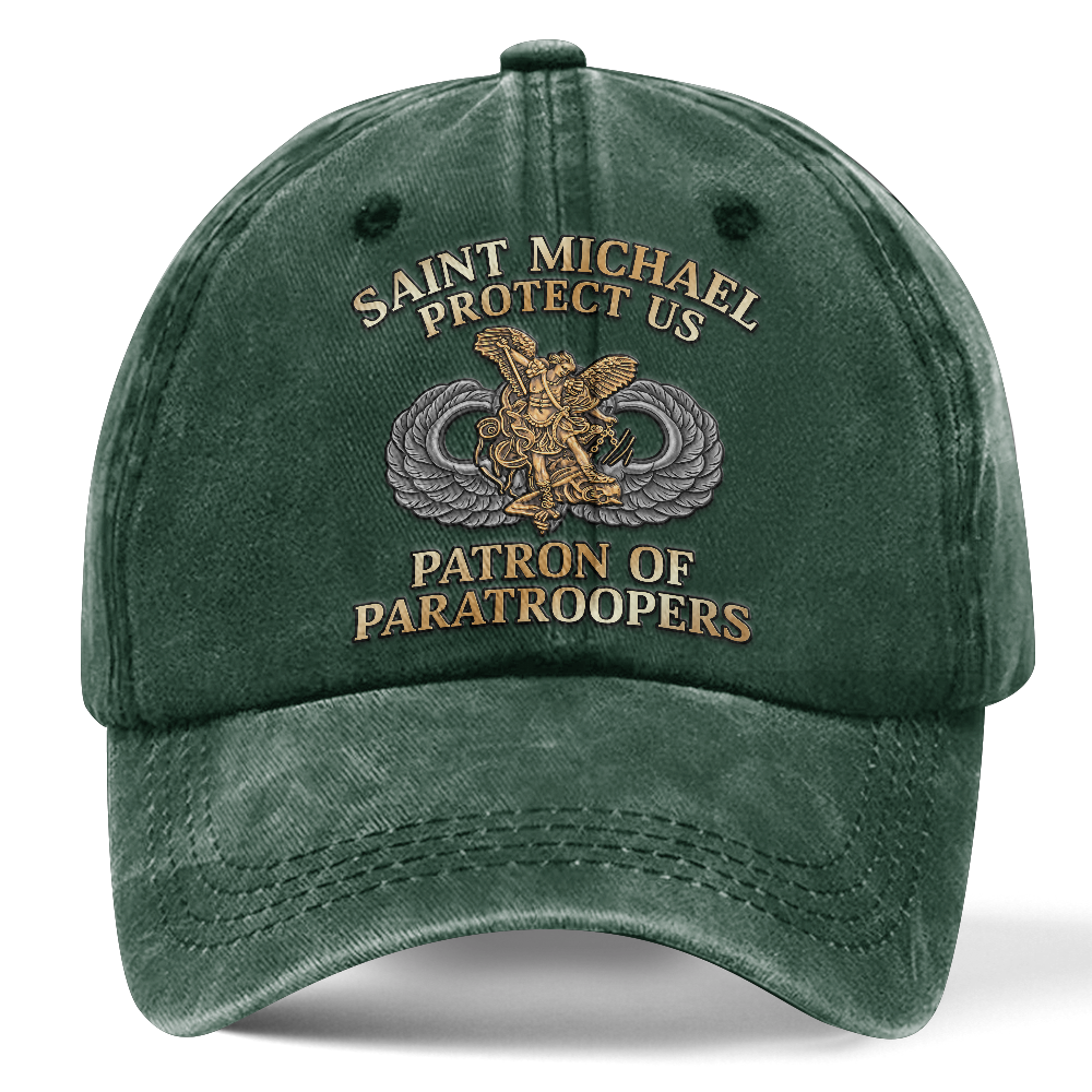 Personalizable Saint Michael Patron Of Paratroopers Washed Cap