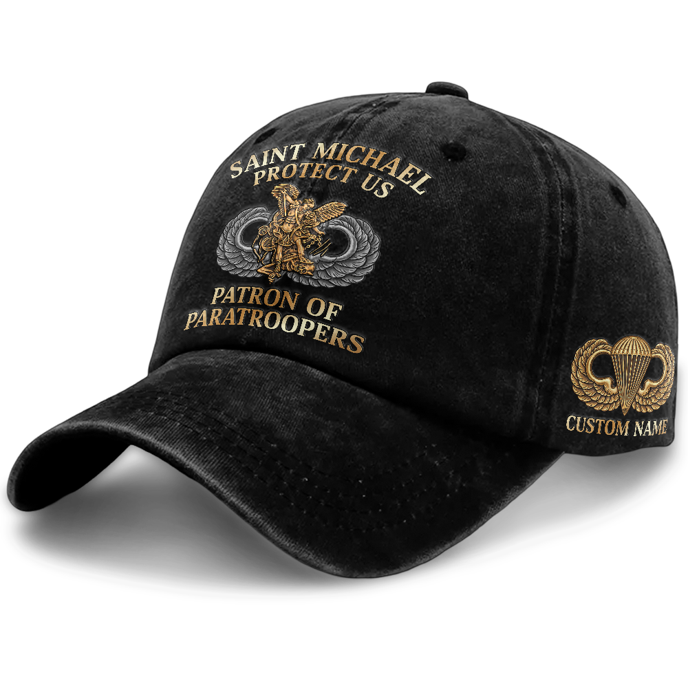 Personalizable Saint Michael Patron Of Paratroopers Washed Cap