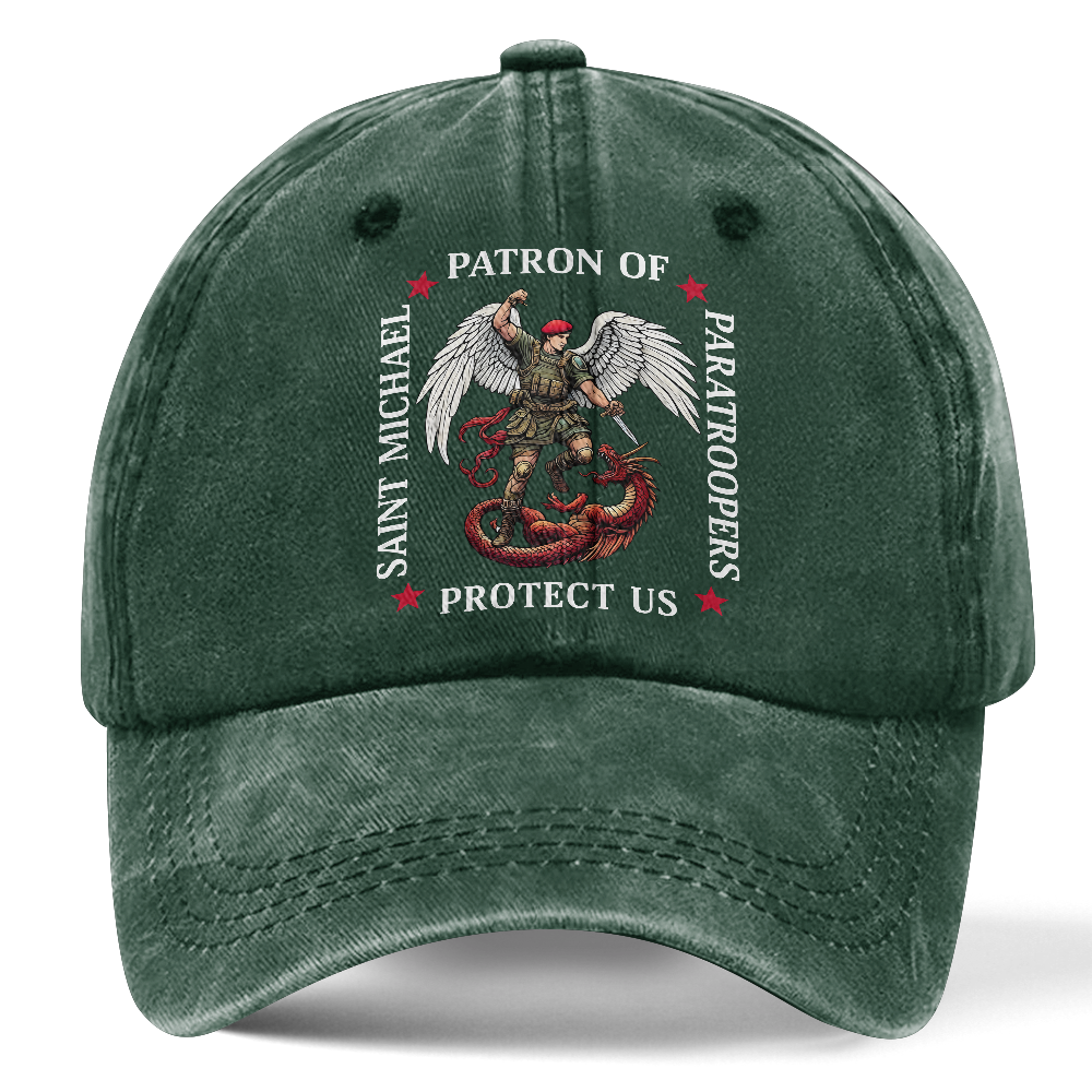 Personalizable Saint Michael Patron Of Paratroopers Washed Cap