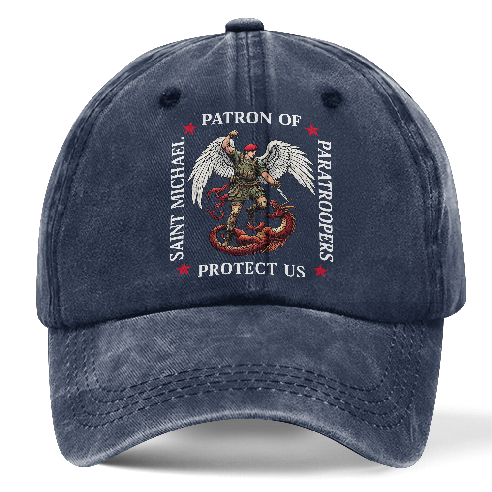 Personalizable Saint Michael Patron Of Paratroopers Washed Cap