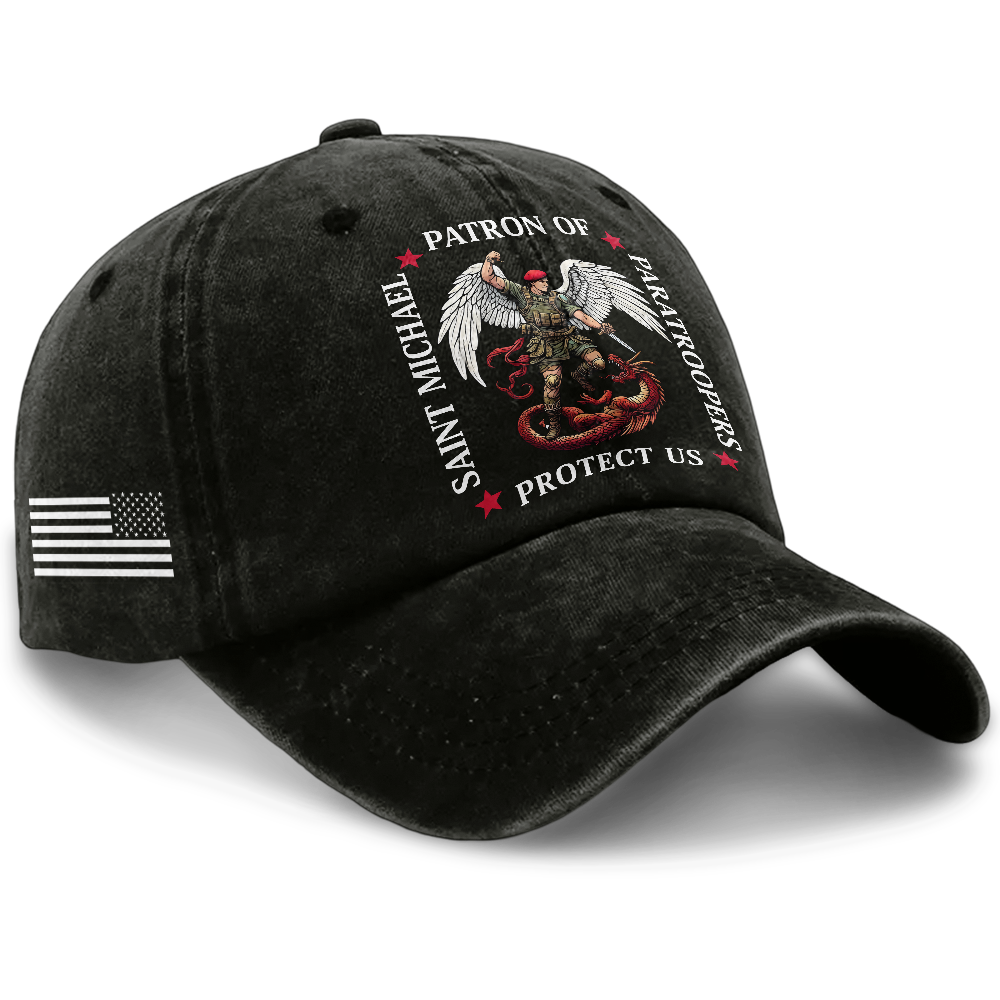 Personalizable Saint Michael Patron Of Paratroopers Washed Cap