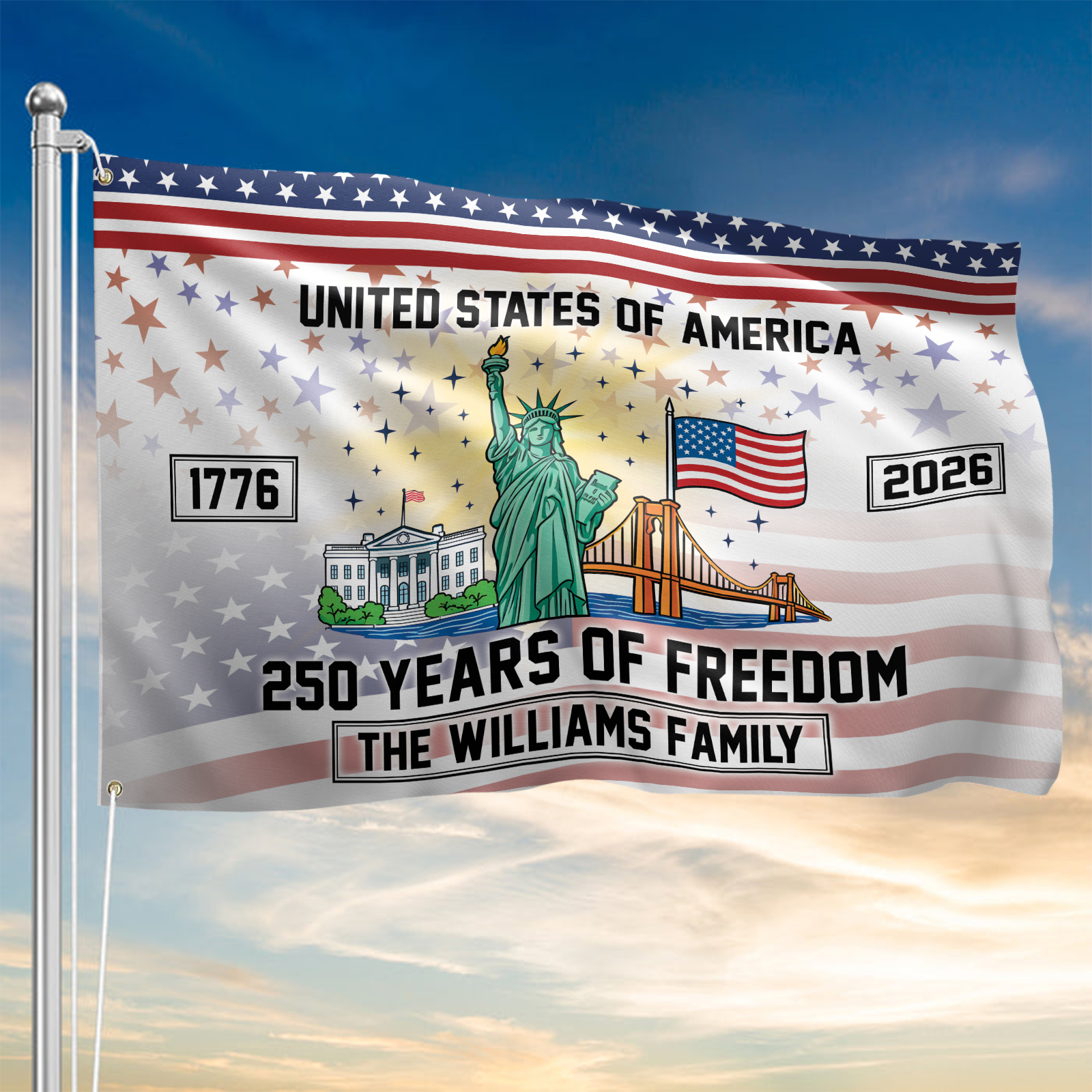 Personalizable America 250 Years House Flag