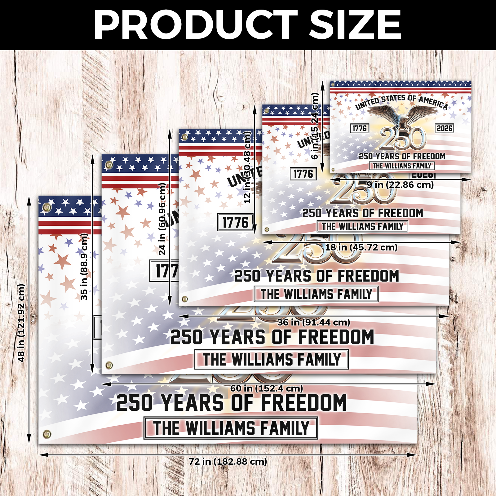 Personalizable America 250 Years House Flag