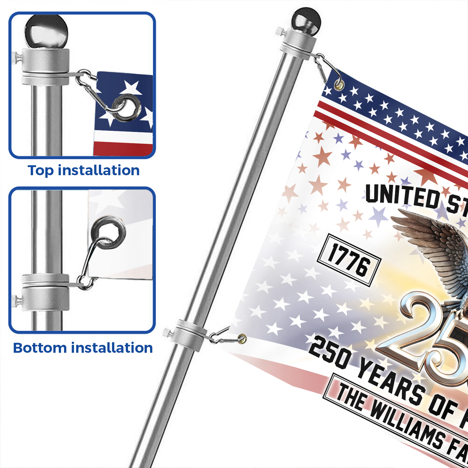 Personalizable America 250 Years House Flag