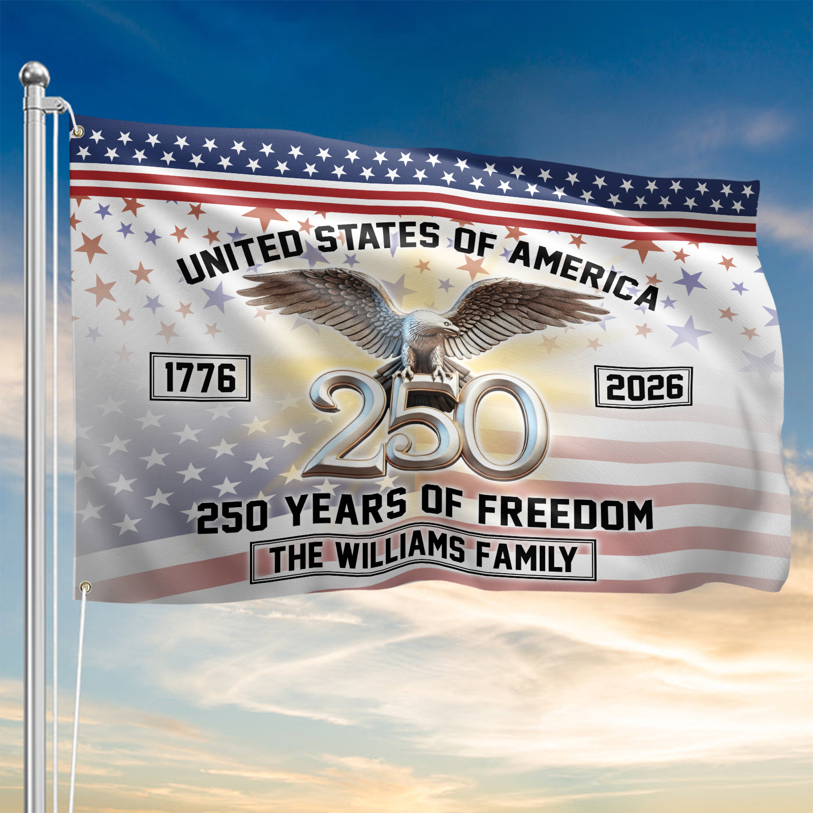 Personalizable America 250 Years House Flag
