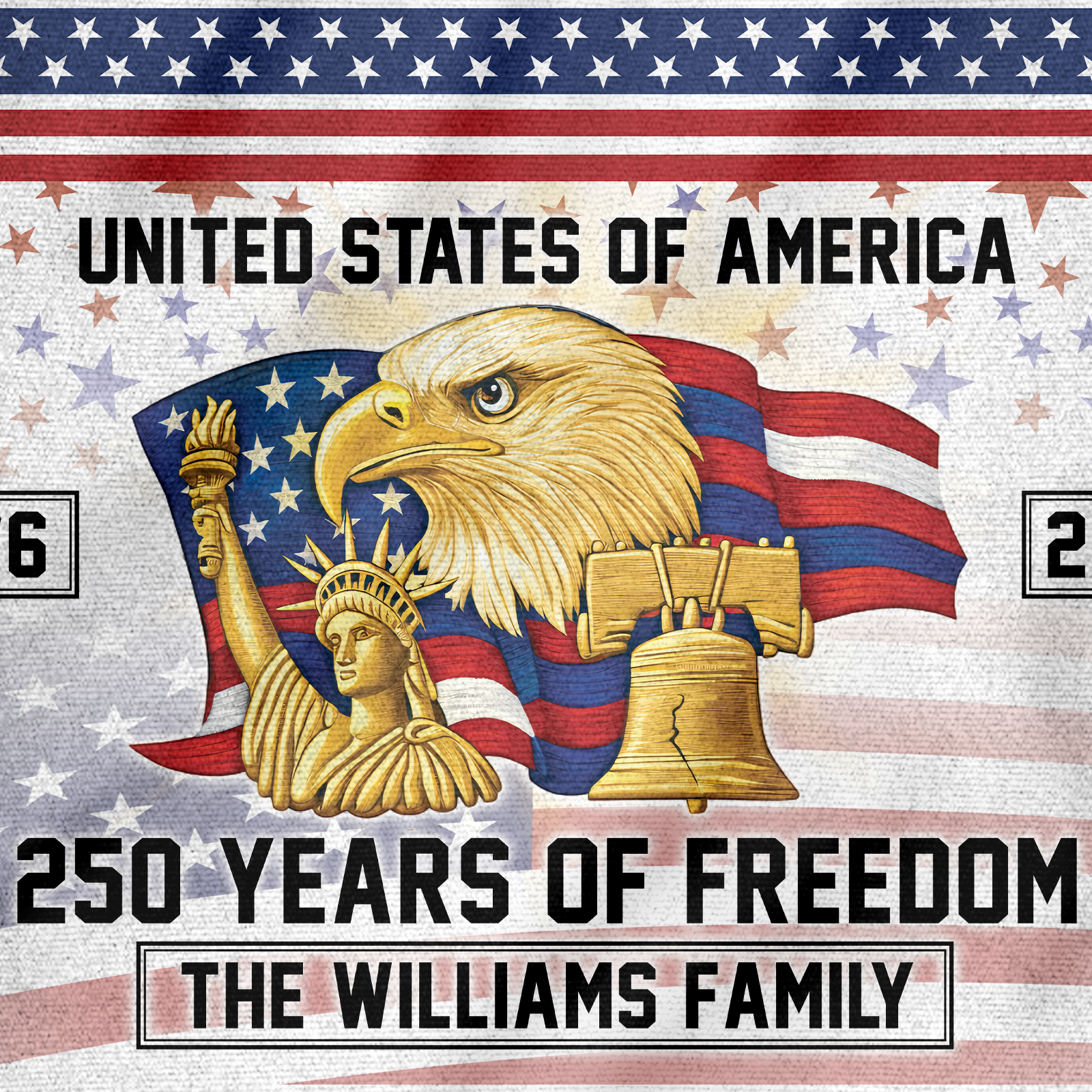 Personalizable America 250 Years House Flag