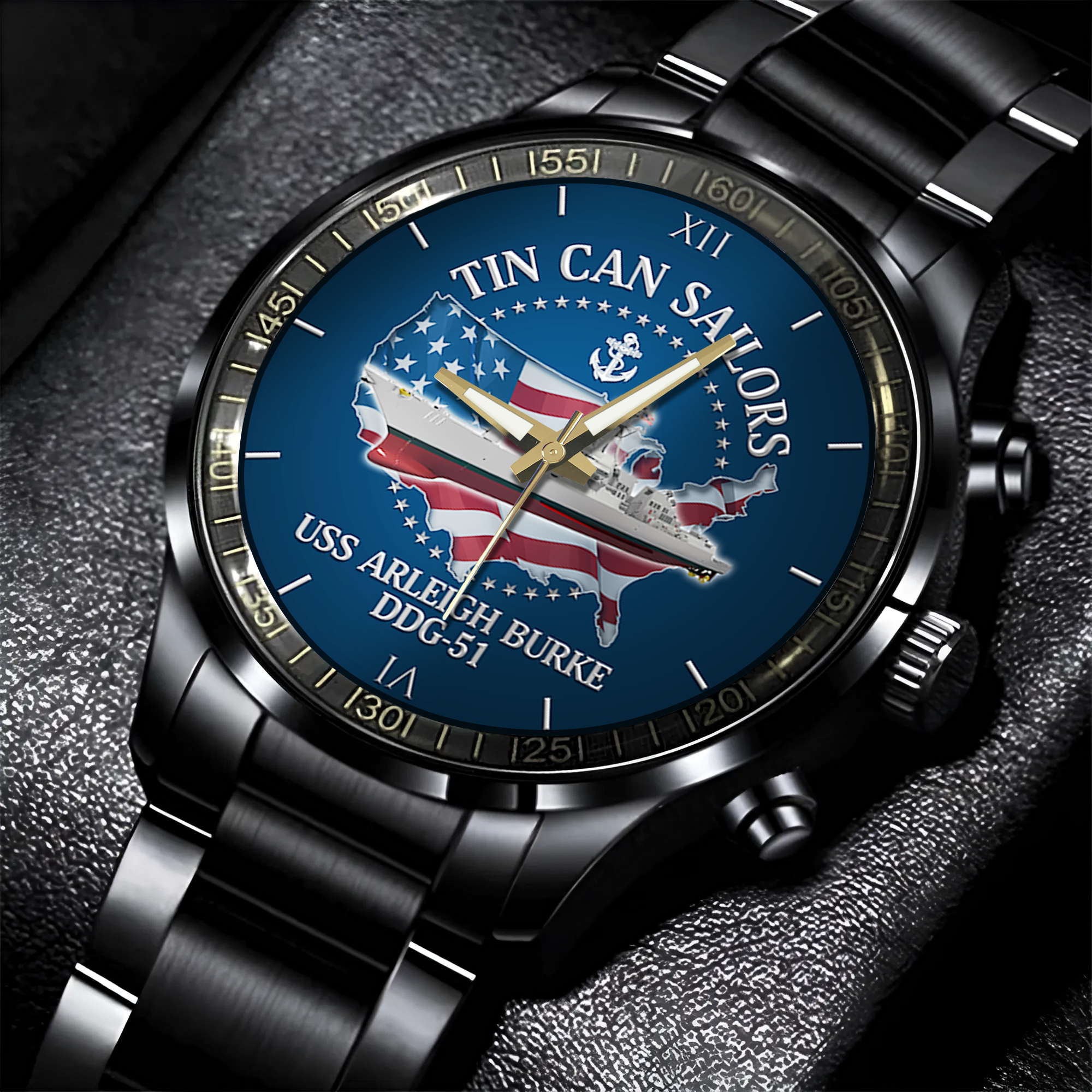 Personalizable Tin Can Sailors Stainless Steel Watch