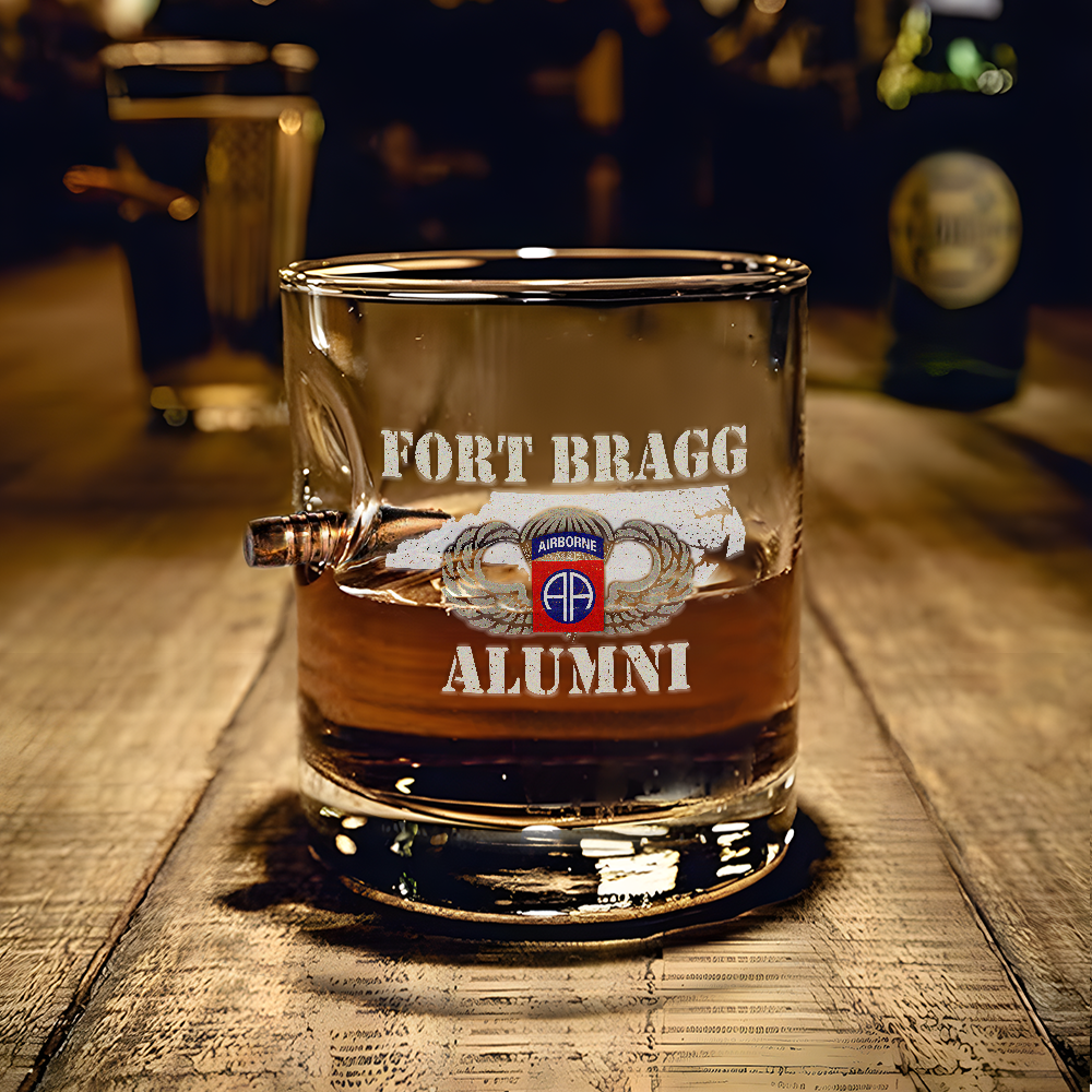 Fort Bragg Alumni Bullet Whiskey Glass