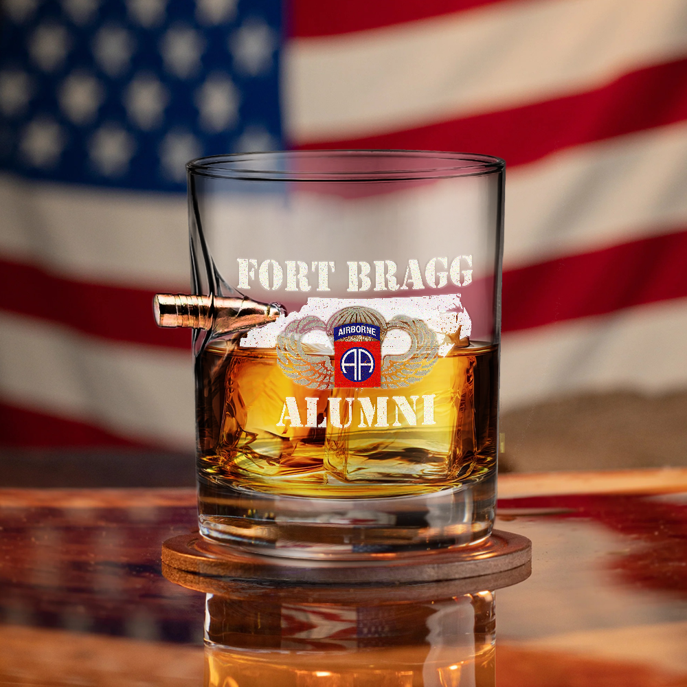 Fort Bragg Alumni Bullet Whiskey Glass
