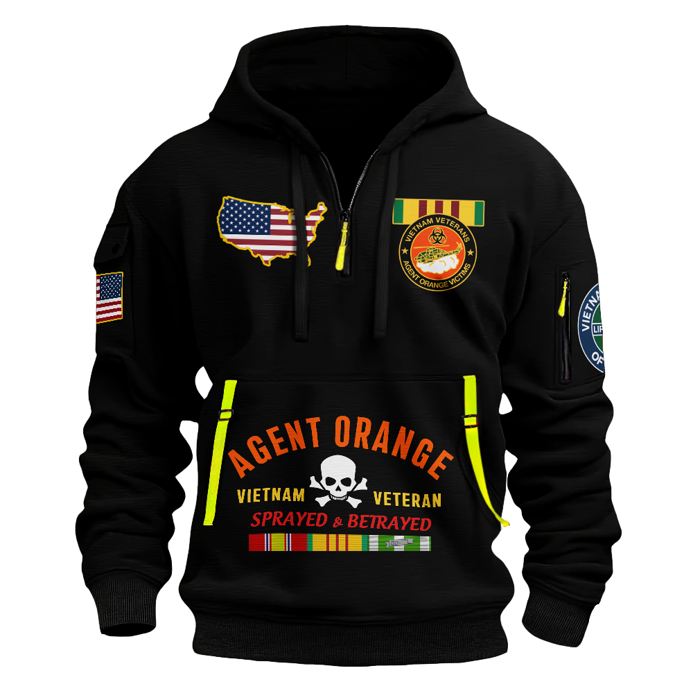 Agent Orange Vietnam Didn't Kill Me Quarter Zip Hoodie