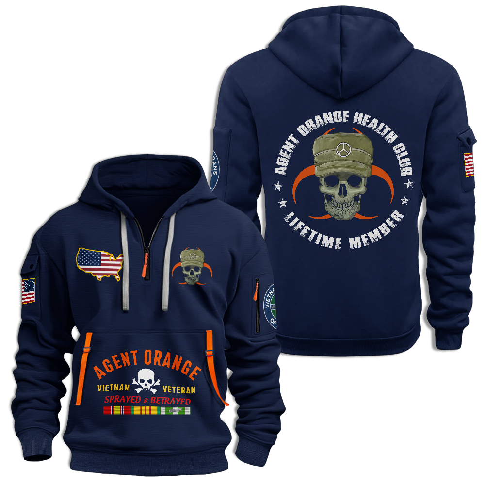 Vietnam Veteran Agent Orange Health Club Quarter Zip Hoodie