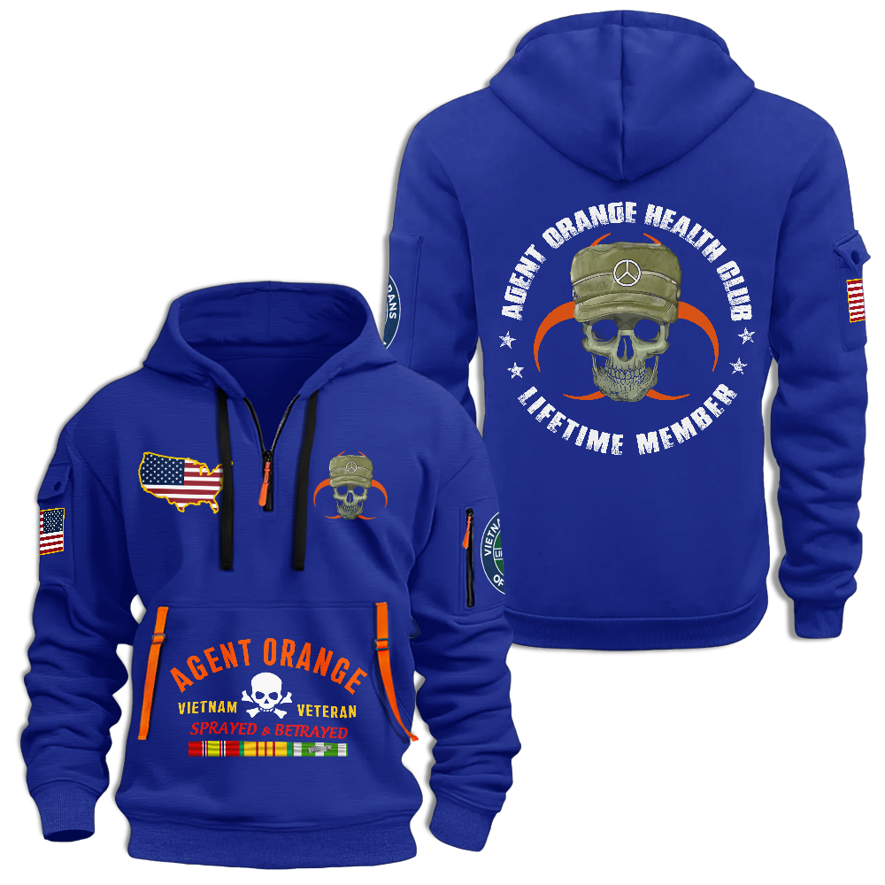Vietnam Veteran Agent Orange Health Club Quarter Zip Hoodie