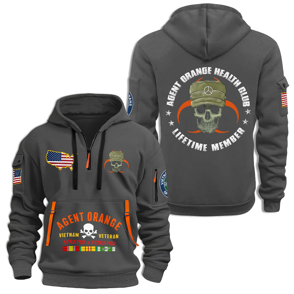 Vietnam Veteran Agent Orange Health Club Quarter Zip Hoodie