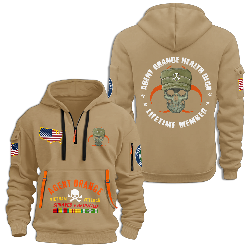 Vietnam Veteran Agent Orange Health Club Quarter Zip Hoodie