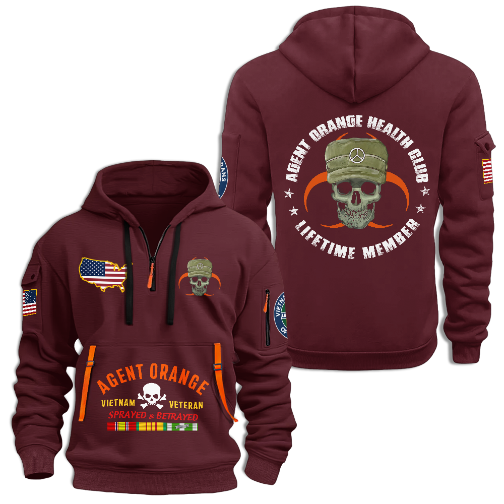 Vietnam Veteran Agent Orange Health Club Quarter Zip Hoodie