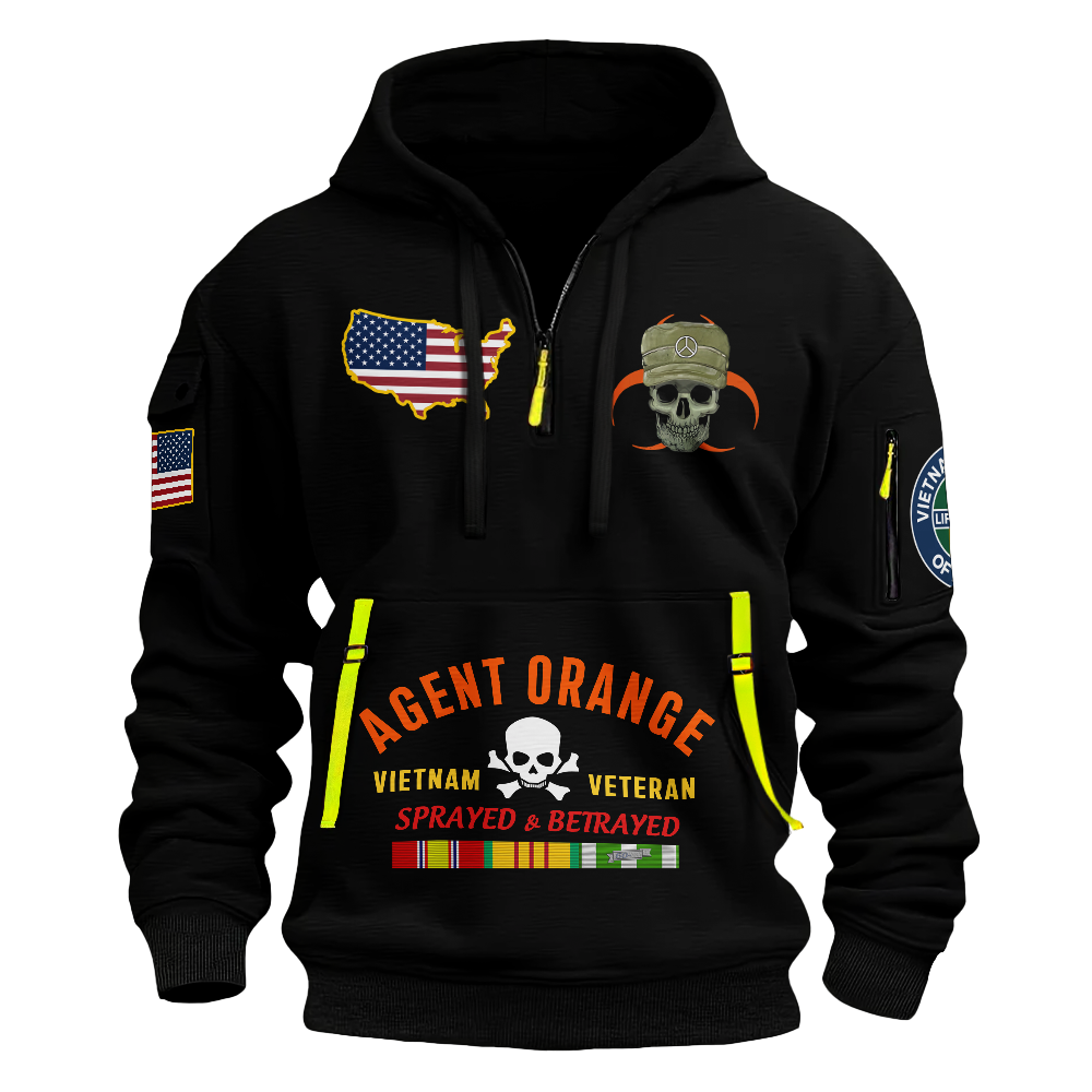 Vietnam Veteran Agent Orange Health Club Quarter Zip Hoodie