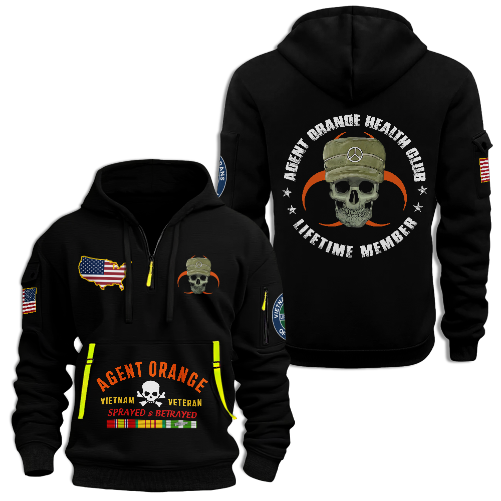 Vietnam Veteran Agent Orange Health Club Quarter Zip Hoodie