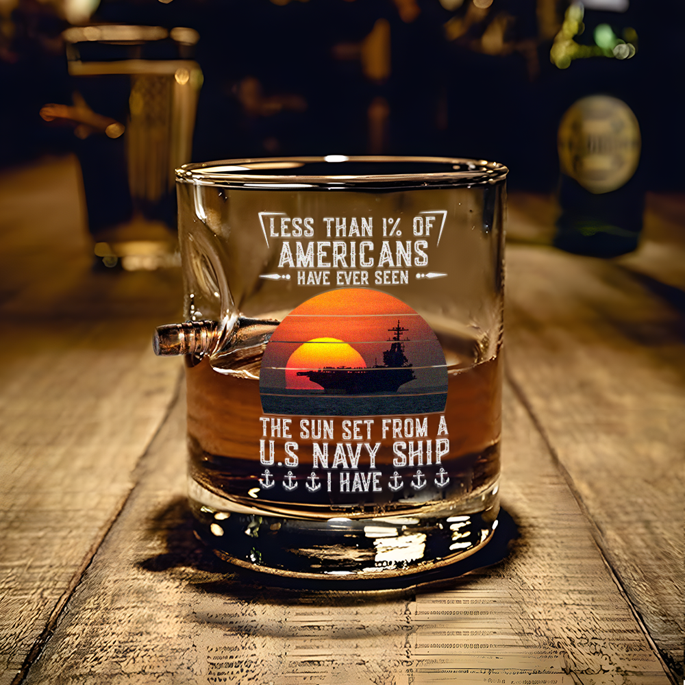 Less Than 1% Navy Ship Bullet Whiskey Glass