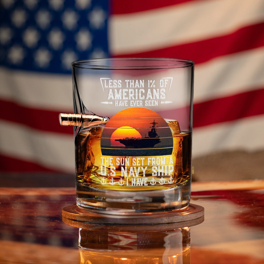 Less Than 1% Navy Ship Bullet Whiskey Glass