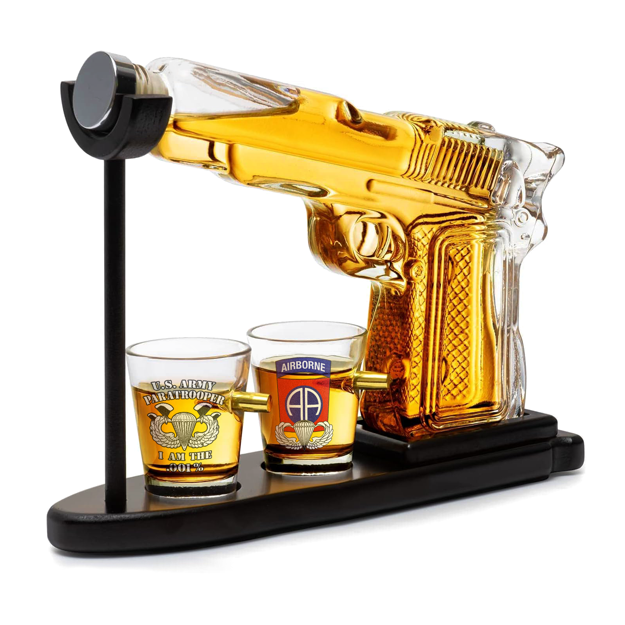 82nd Airborne Veteran Pistol Whiskey Decanter Set