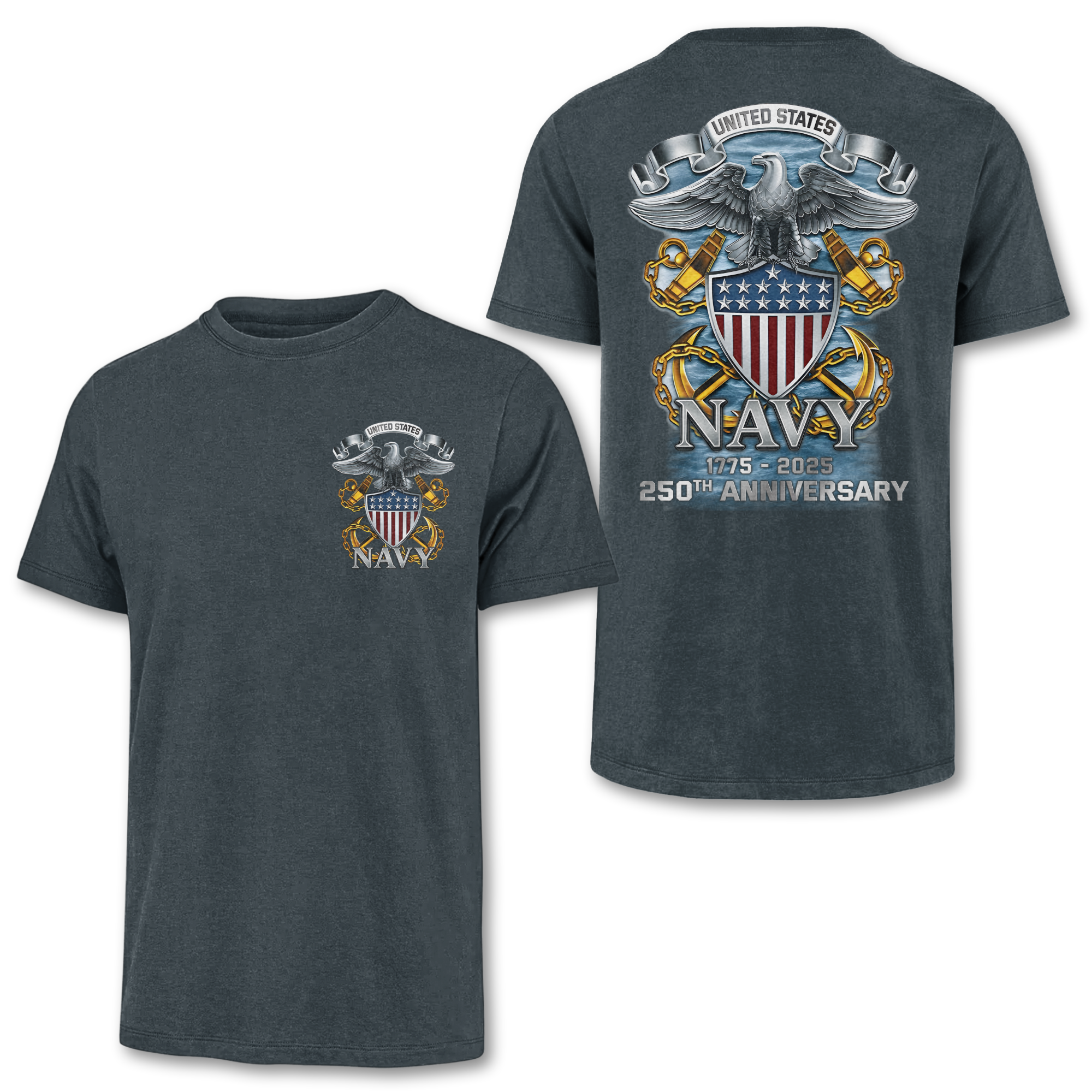 Navy 250th Anniversary Double Side Classic T-shirt