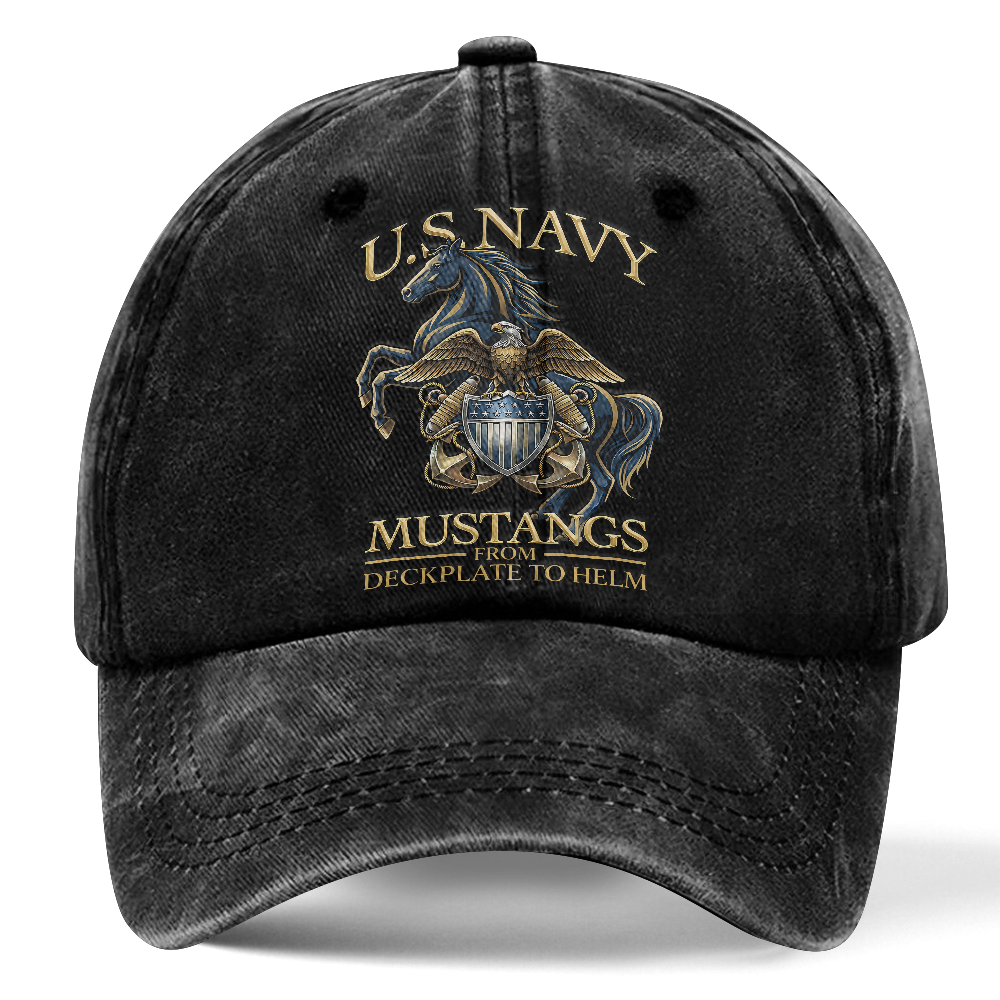 Personalizable Navy Mustangs From Deckplate To Helm Washed Cap