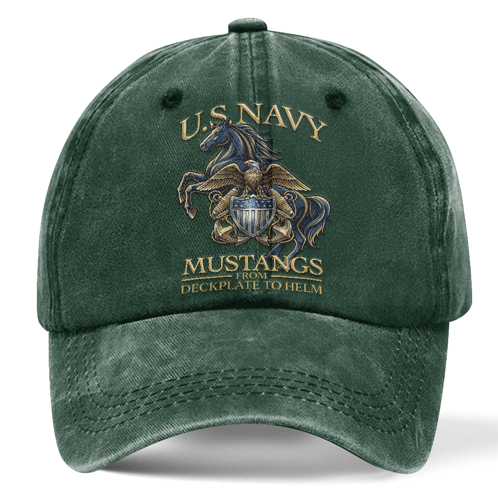 Personalizable Navy Mustangs From Deckplate To Helm Washed Cap
