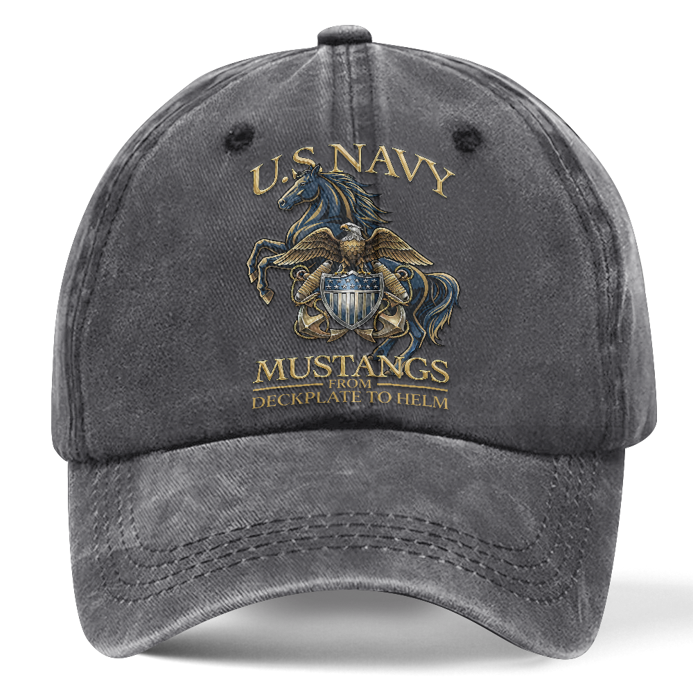 Personalizable Navy Mustangs From Deckplate To Helm Washed Cap