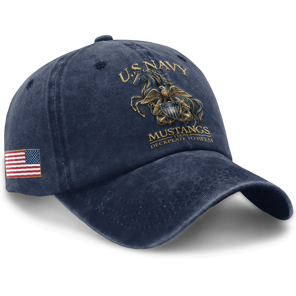 Personalizable Navy Mustangs From Deckplate To Helm Washed Cap