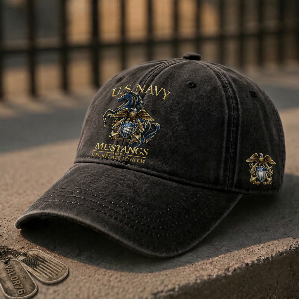 Personalizable Navy Mustangs From Deckplate To Helm Washed Cap