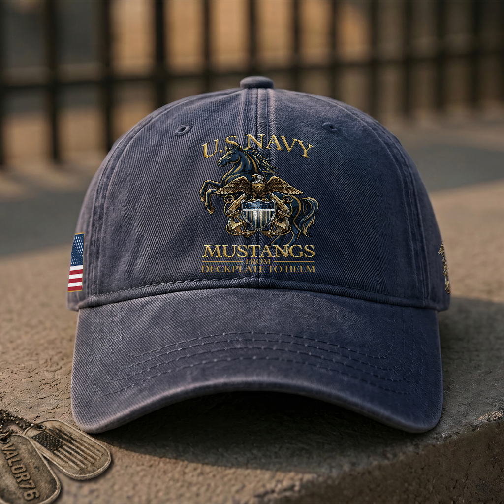 Personalizable Navy Mustangs From Deckplate To Helm Washed Cap