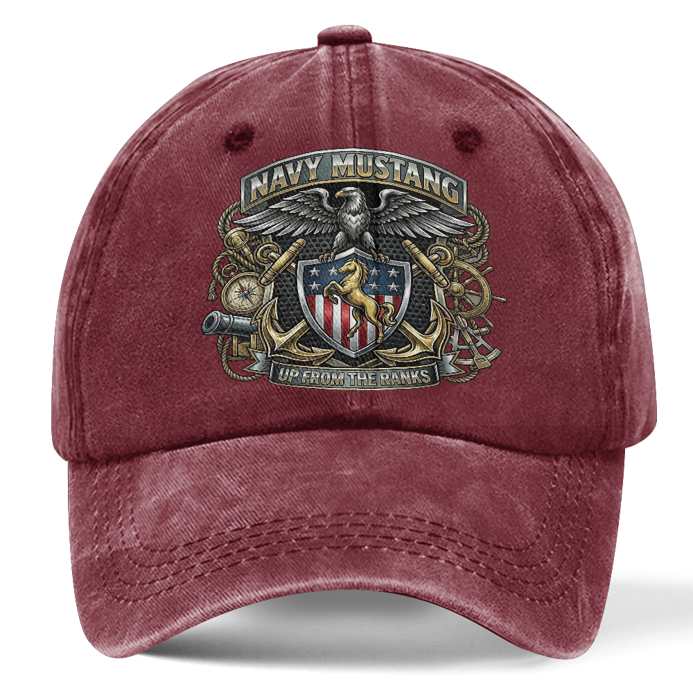Personalizable Navy Mustangs Up From The Ranks Washed Cap