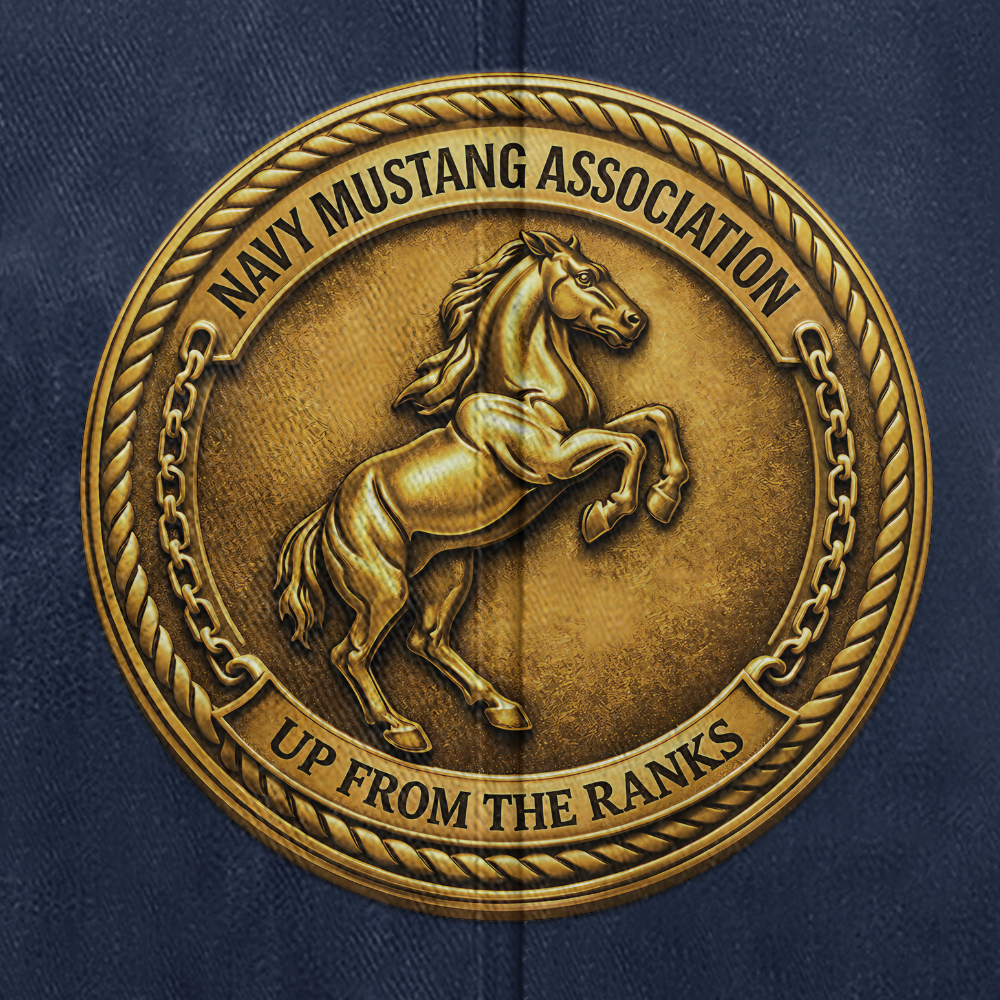 Personalizable Navy Mustang Up From The Ranks Washed Cap