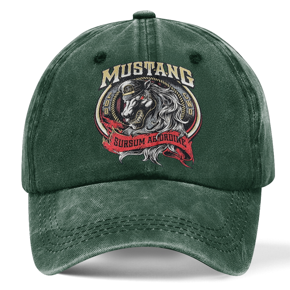 Personalizable Navy Mustang Sursum Ab Ordine Washed Cap