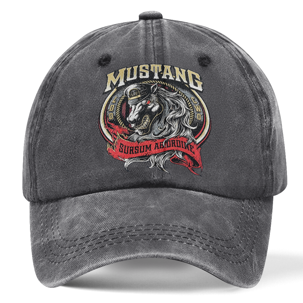Personalizable Navy Mustang Sursum Ab Ordine Washed Cap