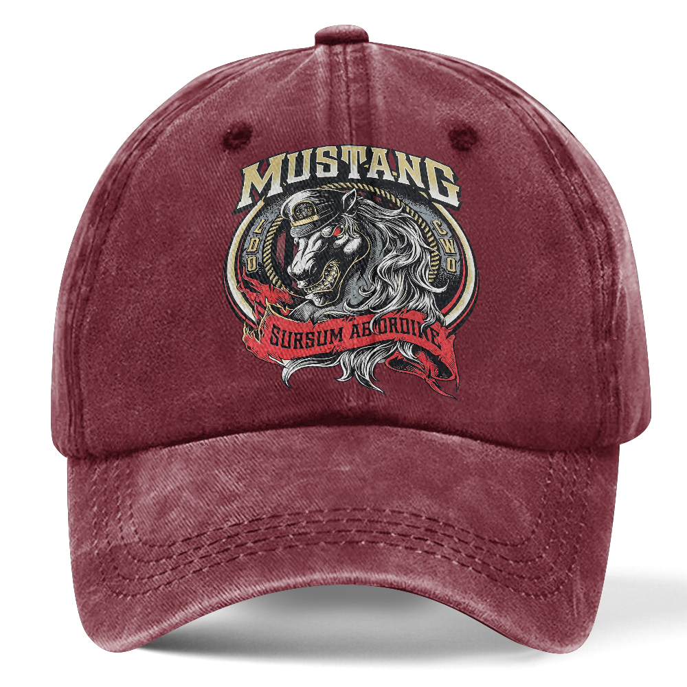 Personalizable Navy Mustang Sursum Ab Ordine Washed Cap