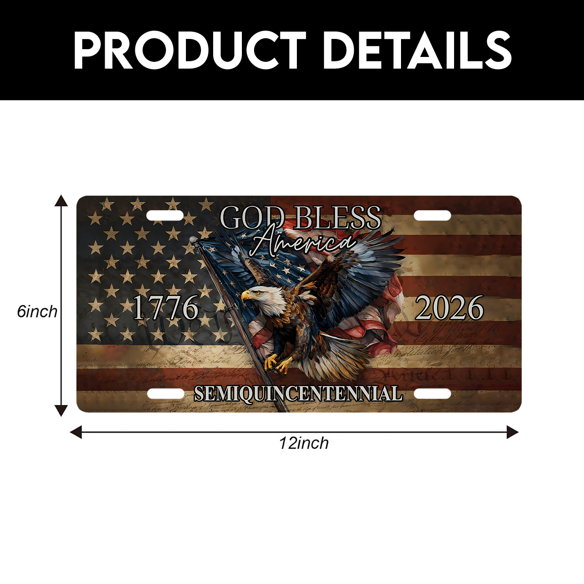 America 250 Years of Freedom Aluminum License Plate