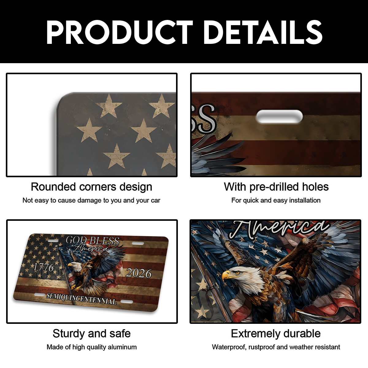 America 250 Years of Freedom Aluminum License Plate