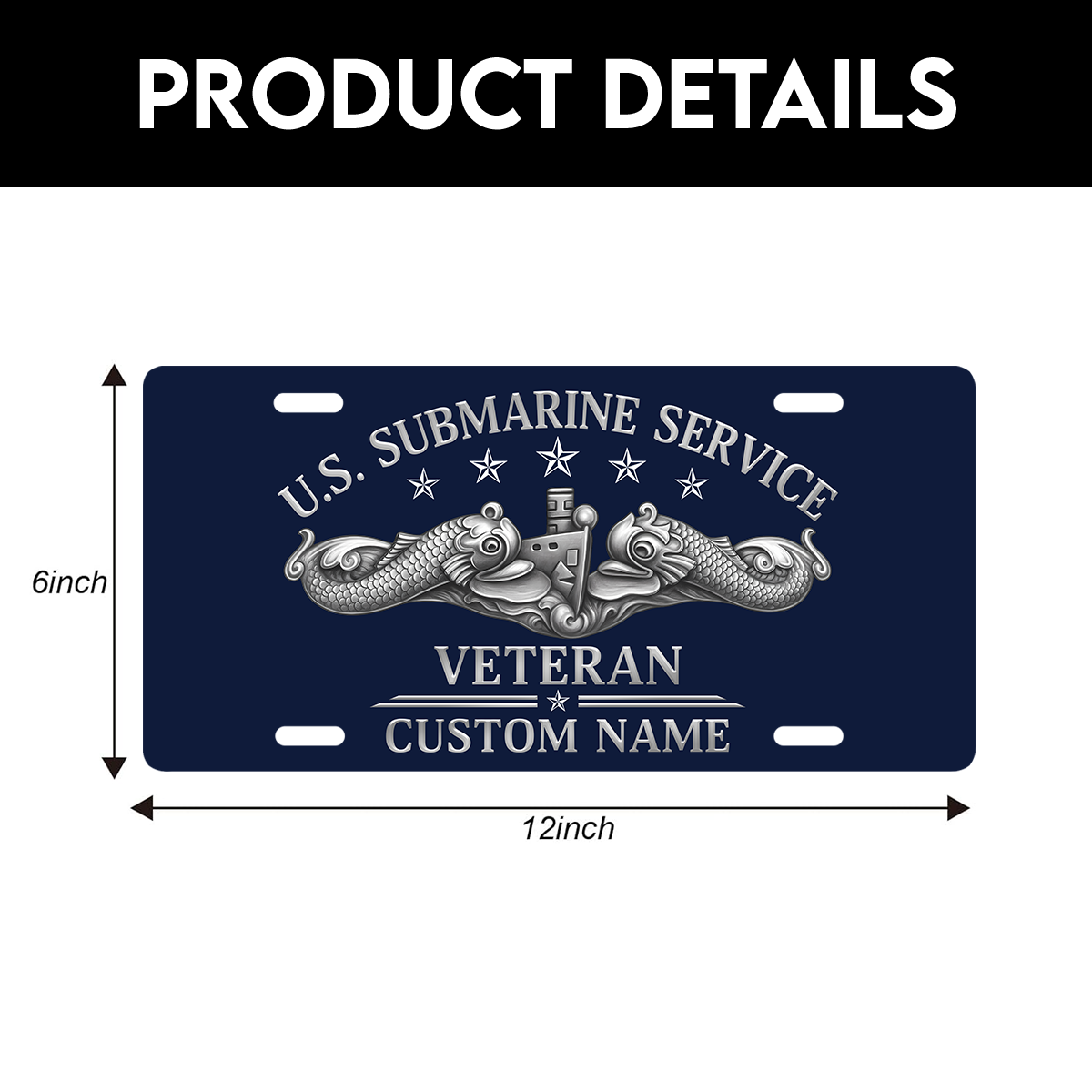 Personalizable Navy Submarine Aluminum License Plate