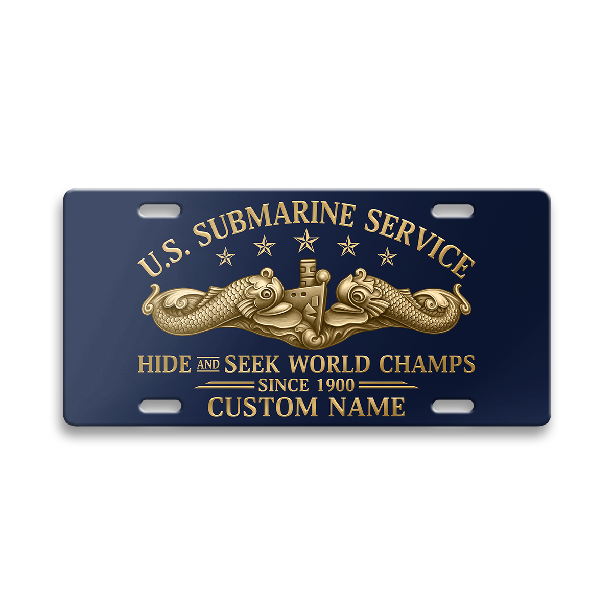 Personalizable Navy Submarine Aluminum License Plate