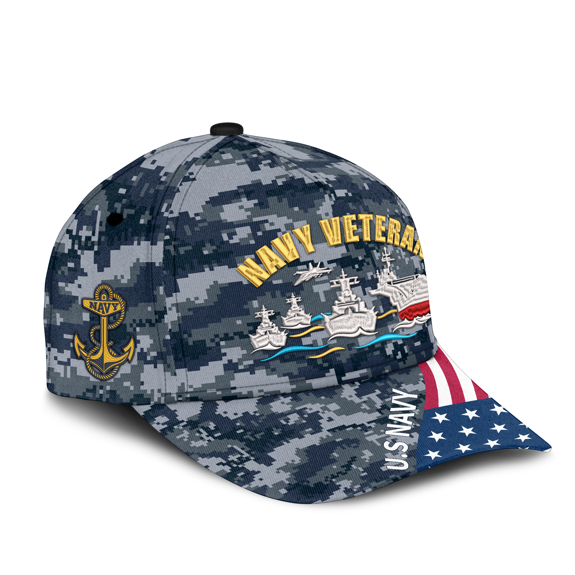 Navy Veteran Embroidered & Printed Cap
