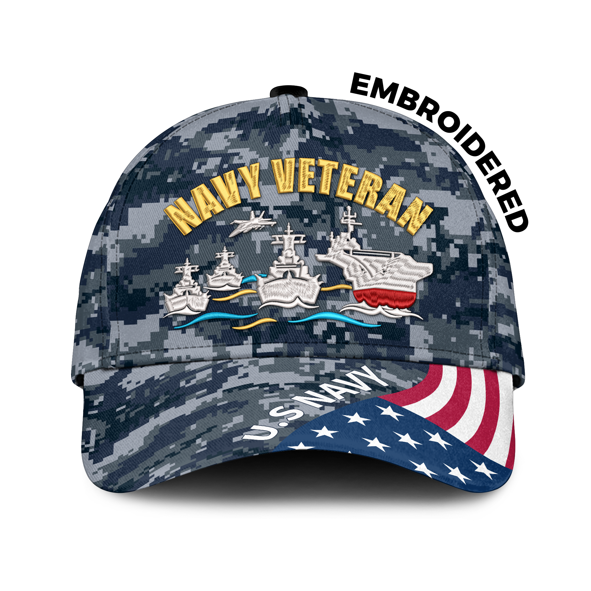Navy Veteran Embroidered & Printed Cap