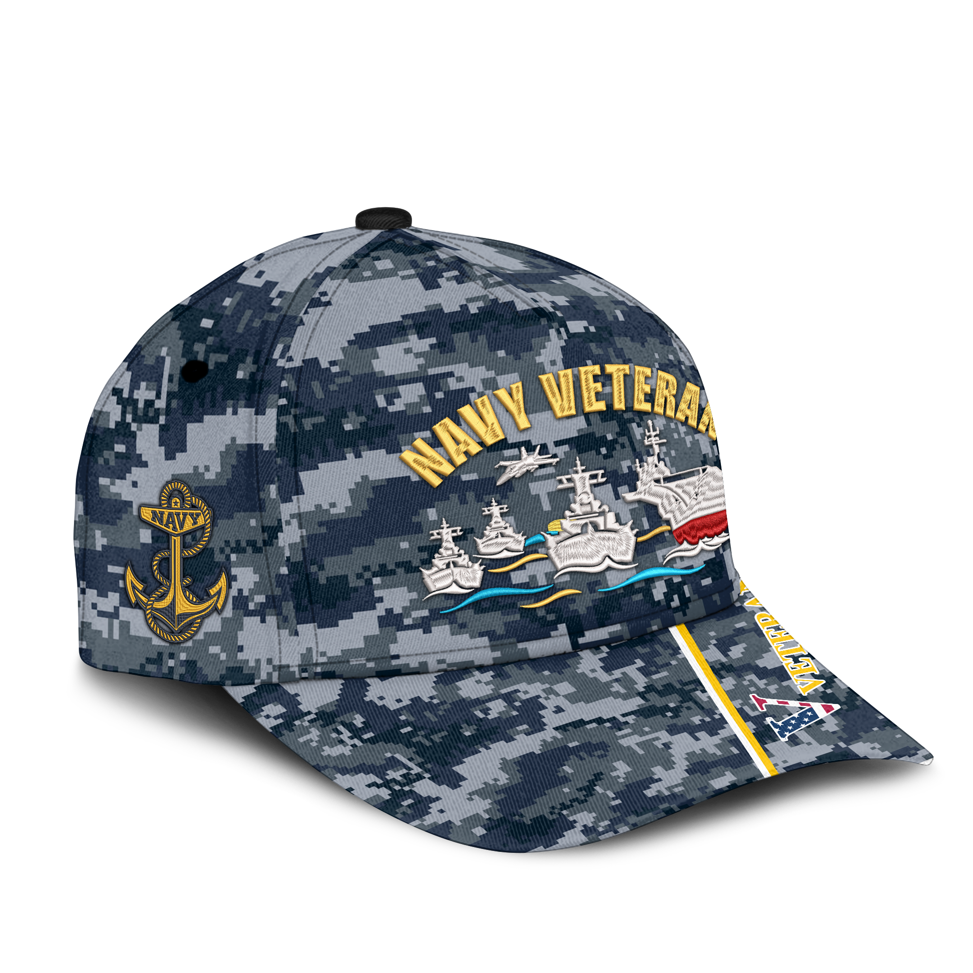 Navy Veteran Embroidered & Printed Cap