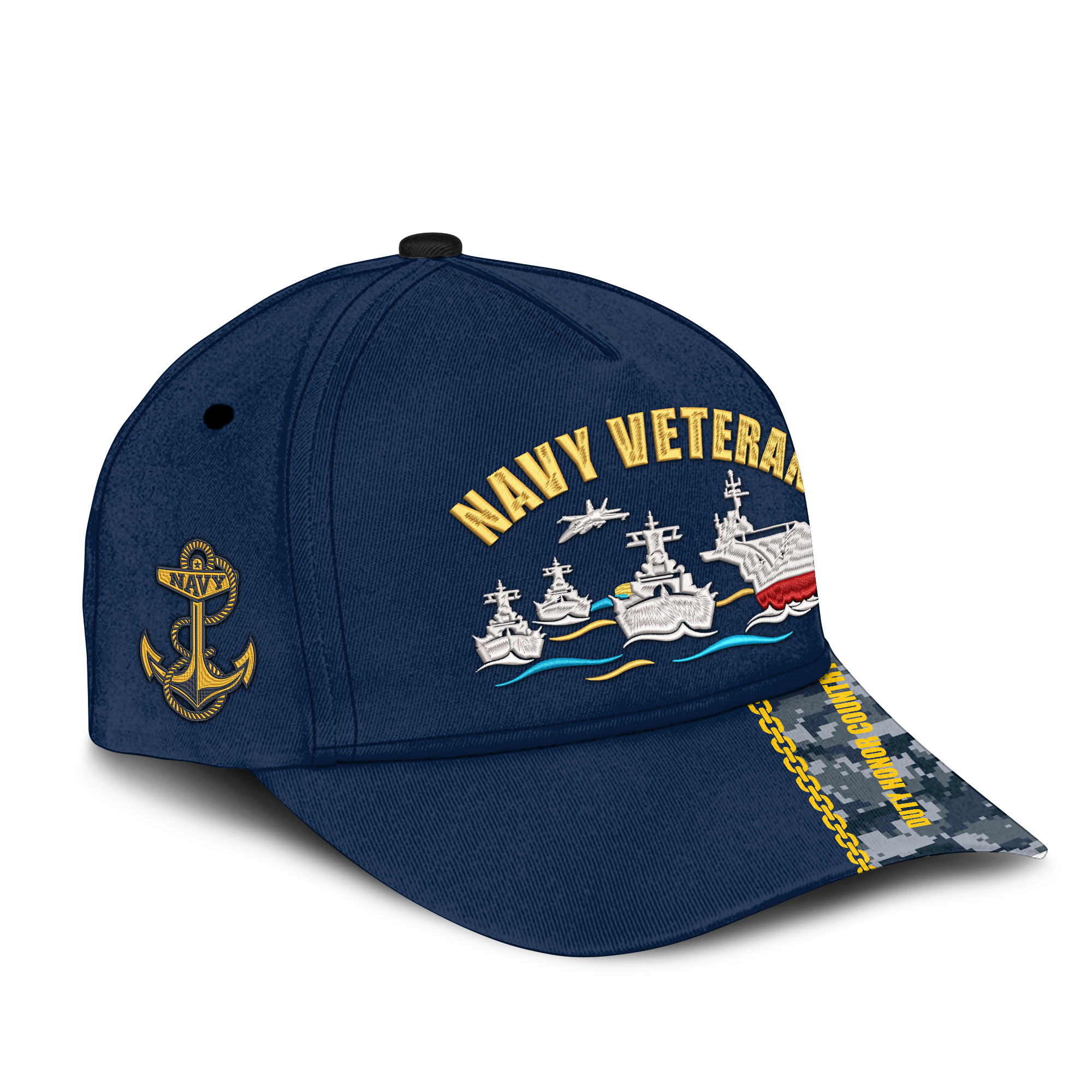 Navy Veteran Embroidered & Printed Cap