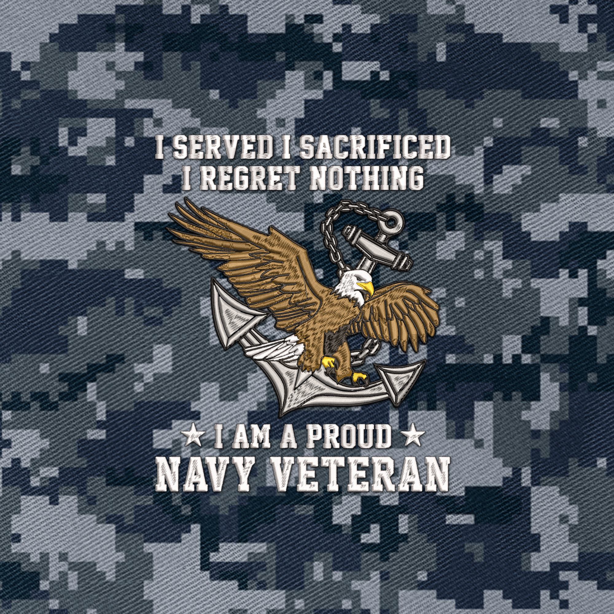 Navy Veteran I Regret Nothing Embroidered & Printed Cap