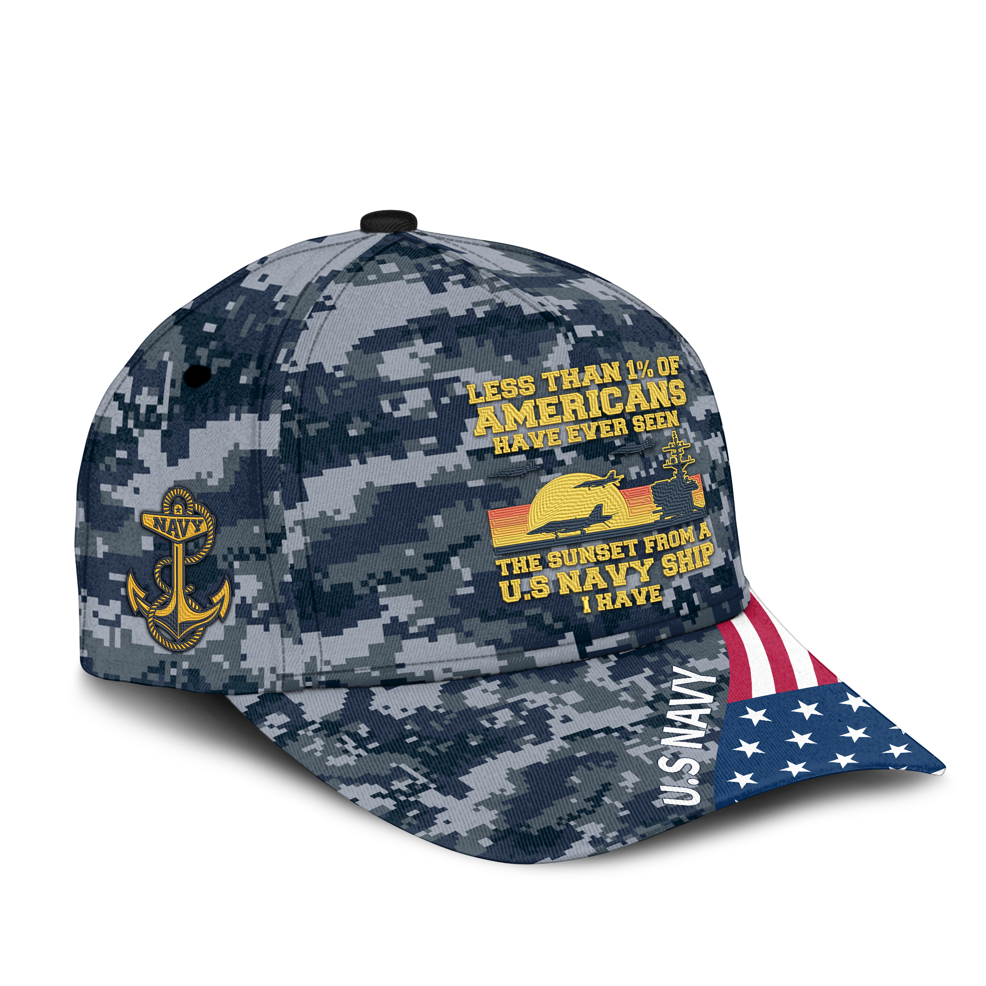 Less Than 1% Navy Ship Embroidered & Printed Cap